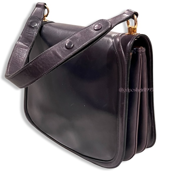 Gucci 1970s navy blue Blondie gold interlocking GG shoulder bag 2-ways accordion - Picture 7 of 16